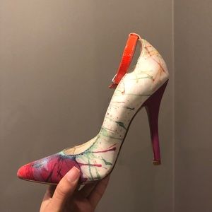Paint-Splatter Pumps with Ankle Strap by Aldo